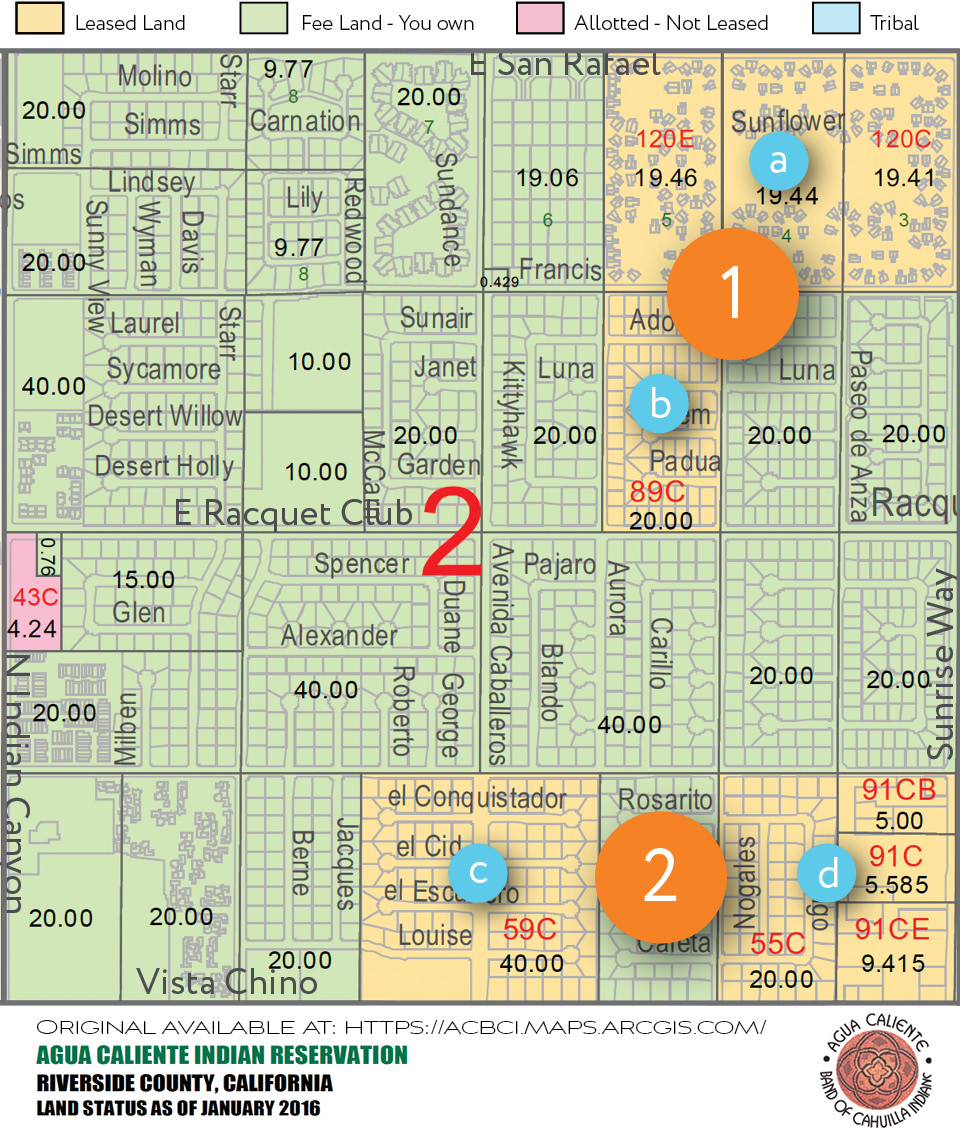Palm Springs Lease Land boundary map for Aurora Sunrise neighborhood
